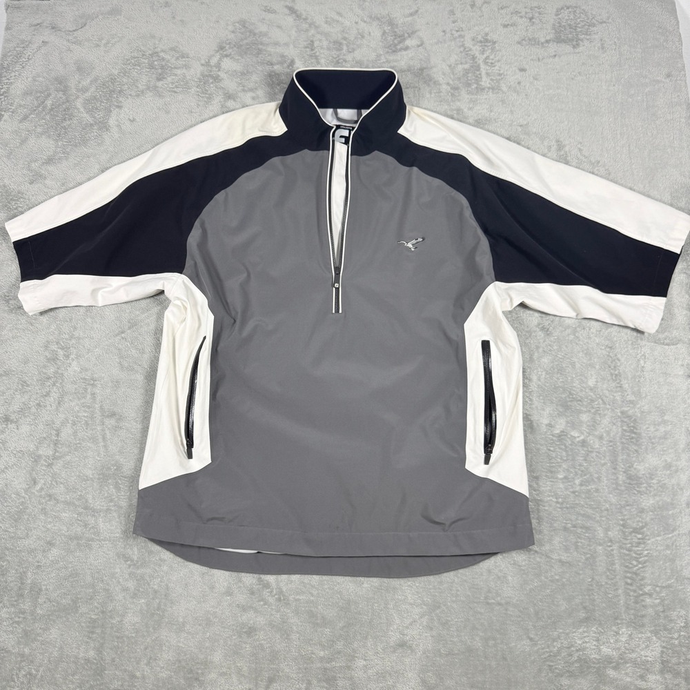 FootJoy Mens L Rain Shirt DryJoys Tour Collection 1/4 Zip Short Sleeve Grey